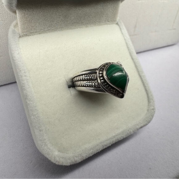 Malachite Vintage 1960s 925 Sterling Silver Ring Size 5.5 - Picture 4 of 12